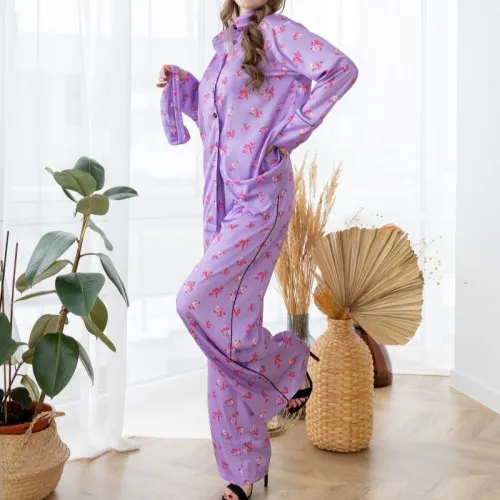 Піжама жіноча шовк "Armani Premium lavender" - 2