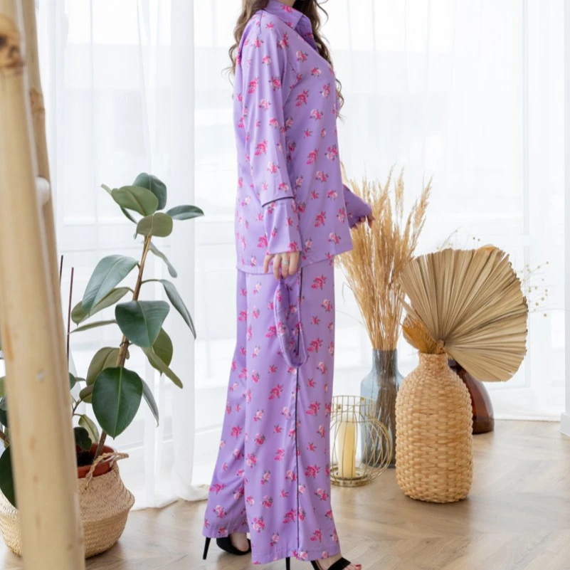 Пижама женская шелк "Armani Premium lavender" - 2