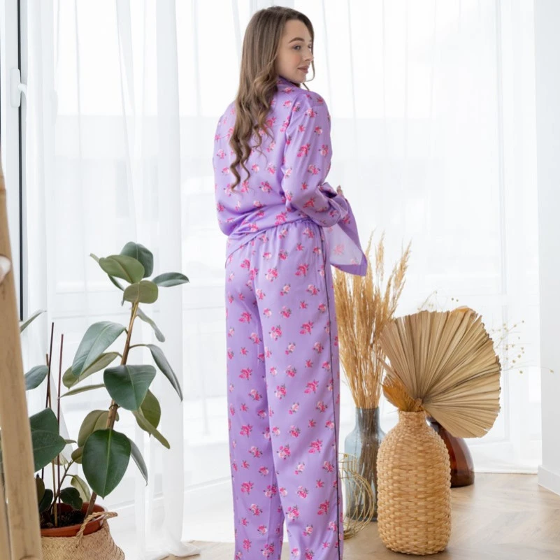 Пижама женская шелк "Armani Premium lavender" - 3