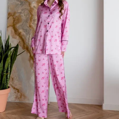 Пижама женская шелк "Armani Premium pink" - 3