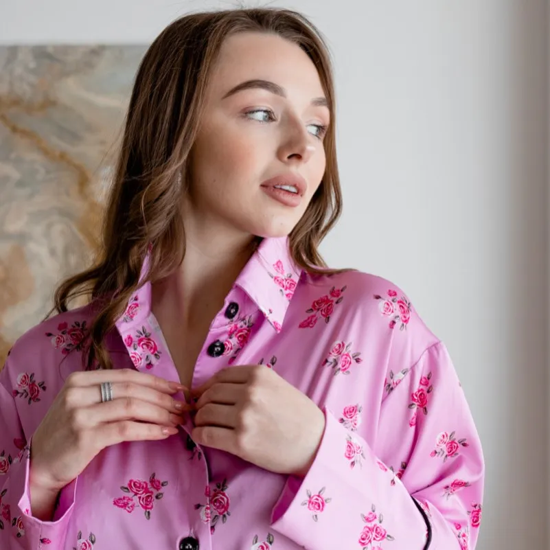 Пижама женская шелк "Armani Premium pink" - 4