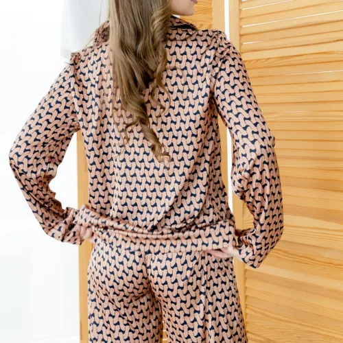 Пижама женская шелк "Armani silk Brown" - 5