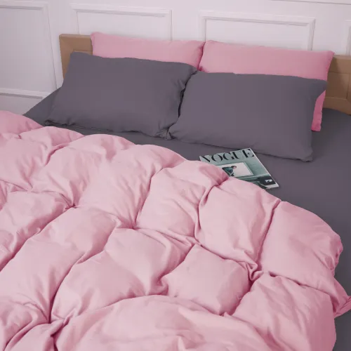 Комплект постільної білизни Фланель 001-008 "Ash grey/Pink" - 4