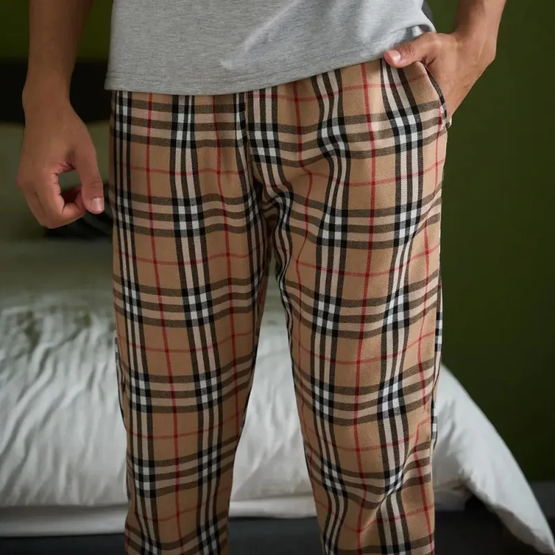 Піжама чоловіча Х (футболка сіра + штани в клітинку бежеві) "Basic Ville" gray/beige - 2