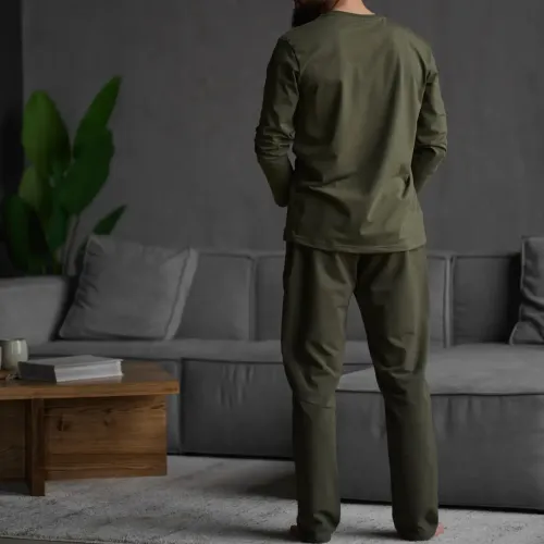 Піжама чоловіча Х (лонгслів + штани прямі) "Basic" khaki - 4