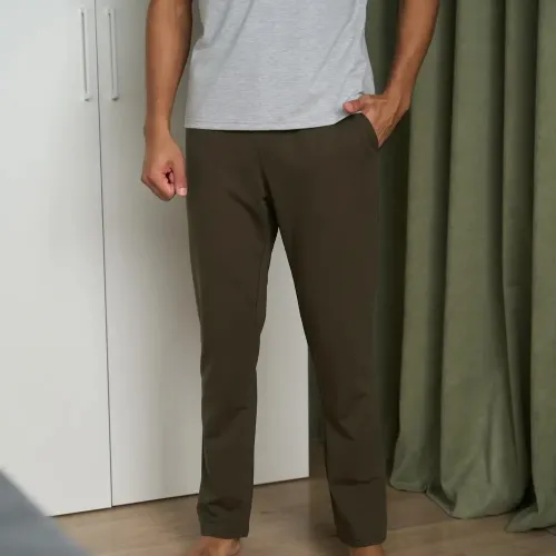 Піжама чоловіча Х (футболка сіра + штани прямі хакі) "Basic t-shirt" gray/khaki - 3