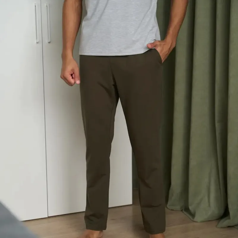 Піжама чоловіча Х (футболка сіра + штани прямі хакі) "Basic t-shirt" gray/khaki - 2