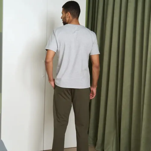 Піжама чоловіча Х (футболка сіра + штани прямі хакі) "Basic t-shirt" gray/khaki - 4