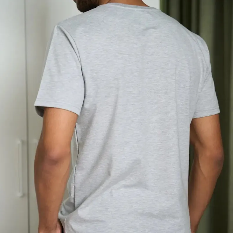 Піжама чоловіча Х (футболка сіра + штани прямі хакі) "Basic t-shirt" gray/khaki - 5