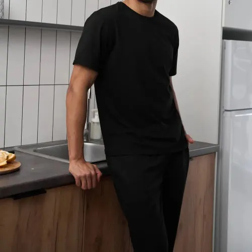 Піжама чоловіча Х (футболка + штани прямі чорні) "Basic t-shirt" black - 2