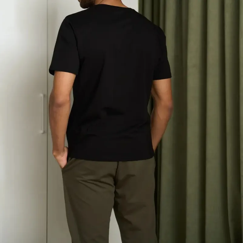 Піжама чоловіча Х (футболка чорна + штани прямі хакі) "Basic t-shirt" black/khaki - 5