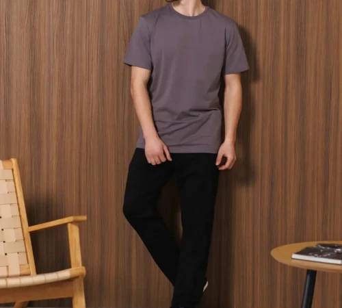 Пижама мужская Х (футболка темно-серая + штаны прямые черные) "Basic t-shirt" dark gray/black