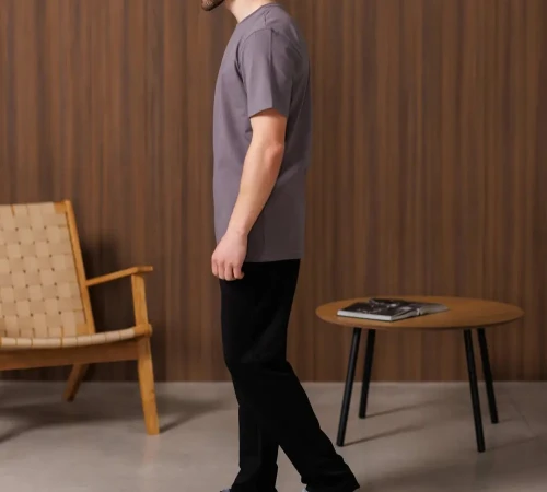 Пижама мужская Х (футболка темно-серая + штаны прямые черные) "Basic t-shirt" dark gray/black - 2