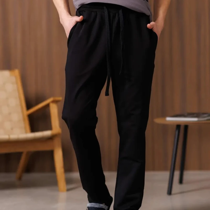 Пижама мужская Х (футболка темно-серая + штаны прямые черные) "Basic t-shirt" dark gray/black - 4