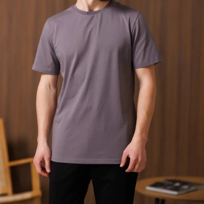 Пижама мужская Х (футболка темно-серая + штаны прямые черные) "Basic t-shirt" dark gray/black - 3