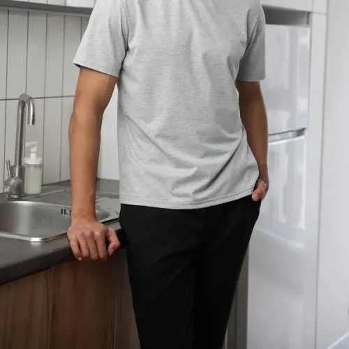 Піжама чоловіча Х (футболка сіра + штани прямі чорні) "Basic t-shirt" gray/black - 2