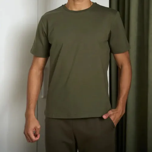 Піжама чоловіча Х (футболка + штани прямі хакі) "Basic t-shirt" khaki - 2