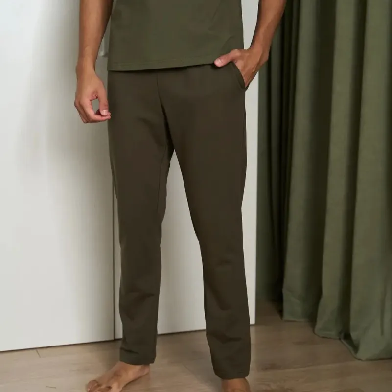 Піжама чоловіча Х (футболка + штани прямі хакі) "Basic t-shirt" khaki - 2