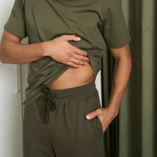 Піжама чоловіча Х (футболка + штани прямі хакі) "Basic t-shirt" khaki - 4