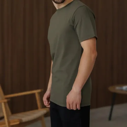 Піжама чоловіча Х (футболка хакі + штани прямі чорні) "Basic t-shirt" khaki/black - 2