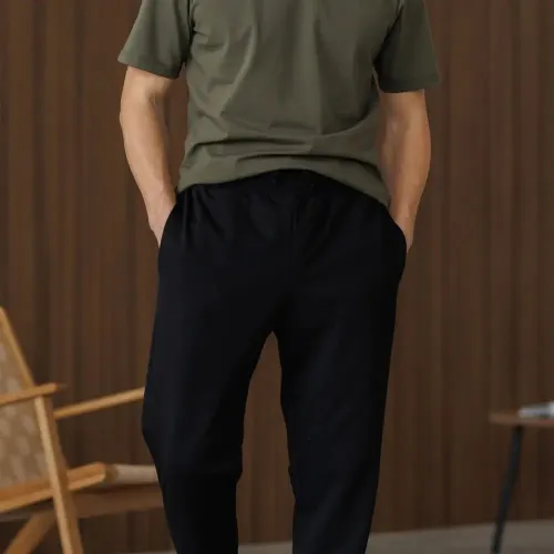 Піжама чоловіча Х (футболка хакі + штани прямі чорні) "Basic t-shirt" khaki/black - 4