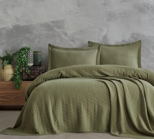 Набор покрывало + наволочки 2 шт Т "Bedding Set Orella green"