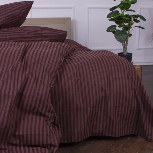 Простирадло Ranforce Elite 17-0617 Stripe Brown на резинці висота 25 см (дитячі 10 см) - 2