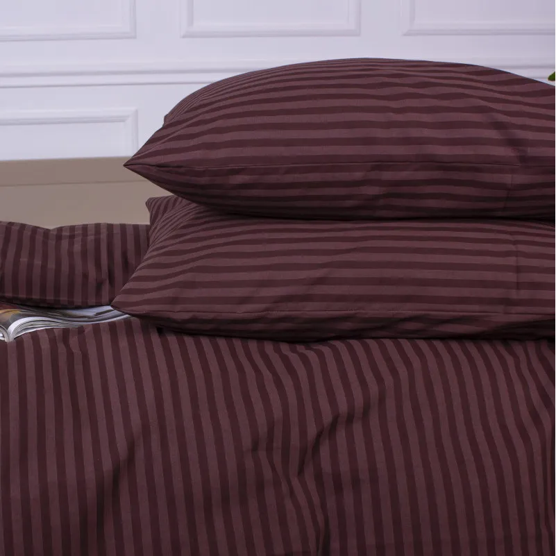 Простирадло Ranforce Elite 17-0617 Stripe Brown на резинці висота 25 см (дитячі 10 см) - 2