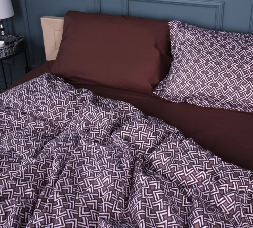 Наволочка Сатин 22-1385 Brown Geometry - 2