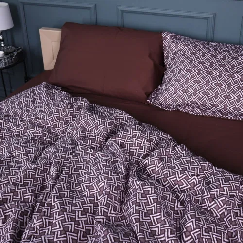 Підковдра Сатин 22-1385 Brown Geometry - 2