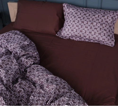 Простынь Сатин 22-1385 Brown Geometry