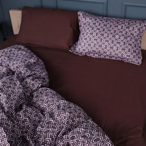 Простирадло Сатин 22-1385 Brown Geometry