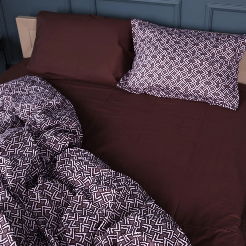 Наволочка Сатин 22-1385 Brown Geometry - 2