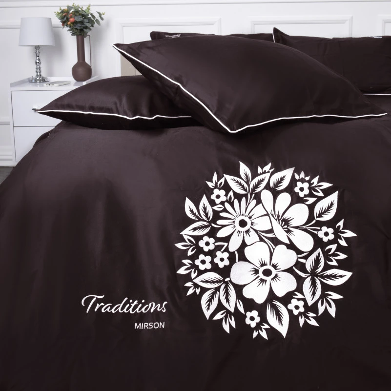 Комплект постільної білизни Сатин 0211 Cacao "Traditions" - 1