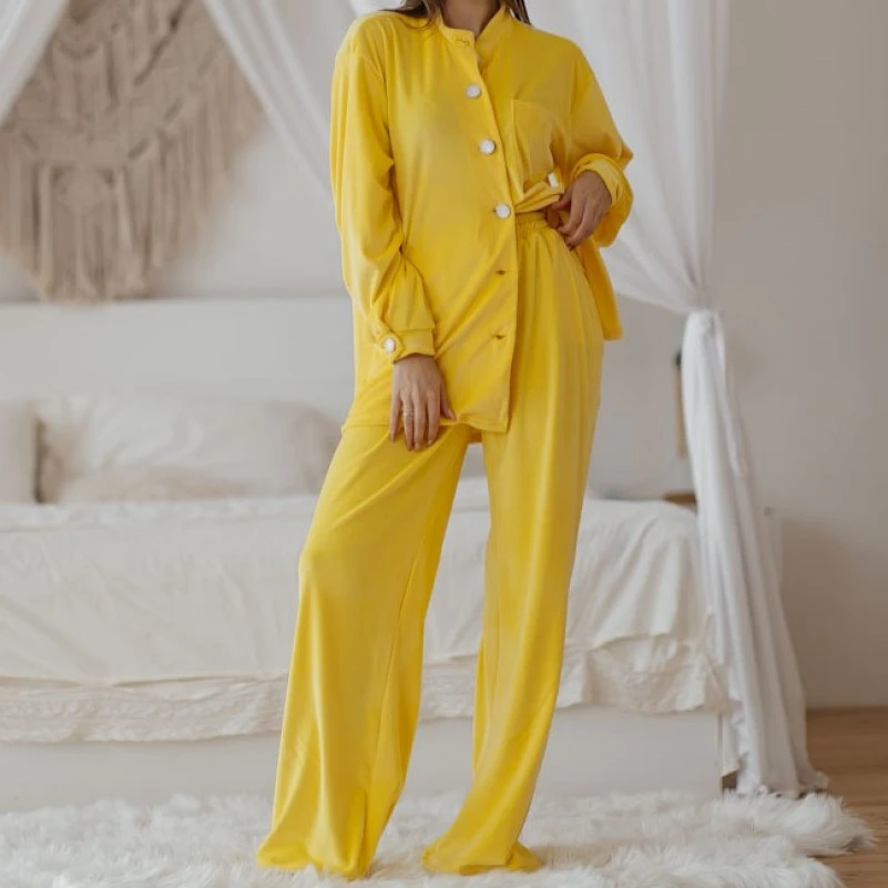 Женский домашний костюм велюр "Camille" yellow - 3