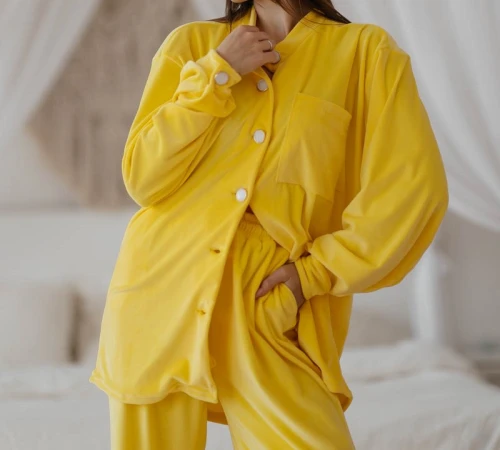 Женский домашний костюм велюр "Camille" yellow