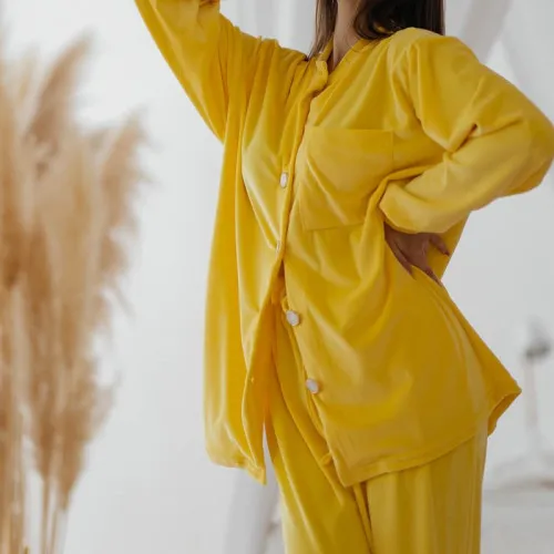 Жіночий домашній костюм велюр "Camille" yellow - 2