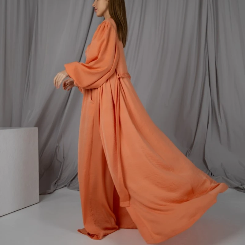 Женский костюм-тройка (бра+халат+штаны) "Charlotte" orange - 5