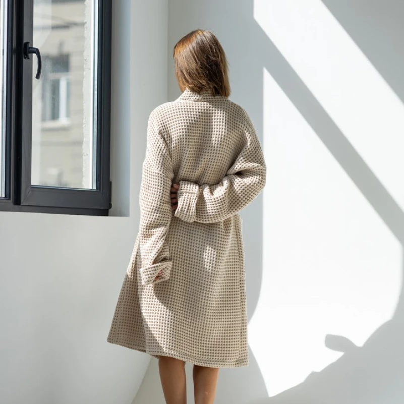 Халат женский "Cozy waffle" beige - 4