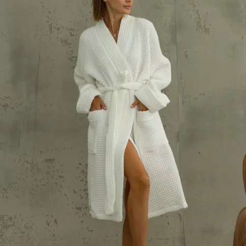 Халат жіночий "Cozy waffle" white