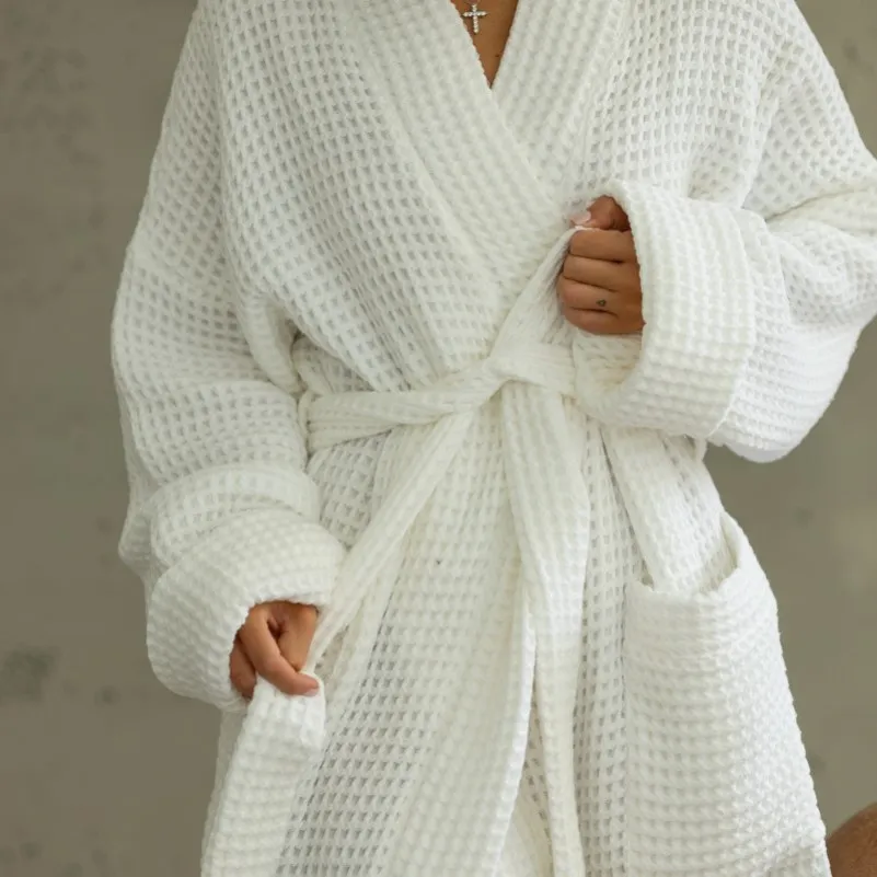 Халат жіночий "Cozy waffle" white - 1