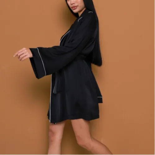 Халат женский "Emilia silk robe" black - 3