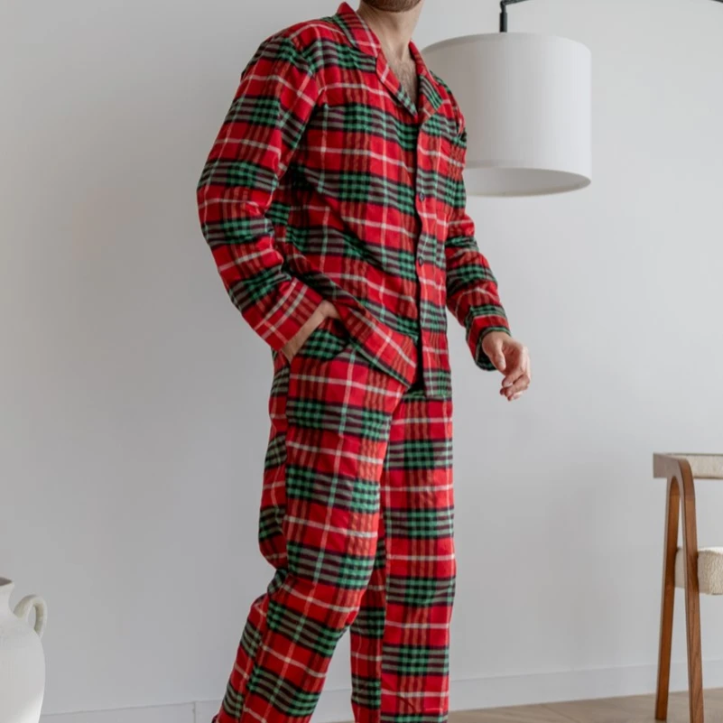 Пижама мужская Байка "Flannel set" red&green