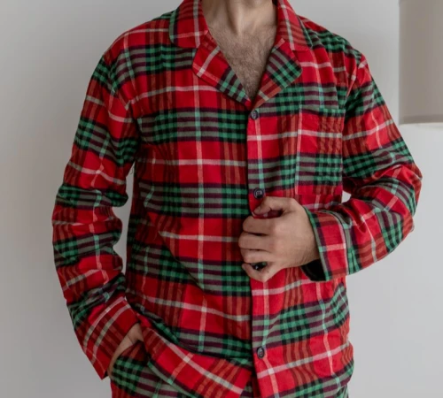 Пижама мужская Байка "Flannel set" red&green - 2