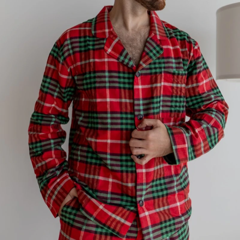 Пижама мужская Байка "Flannel set" red&green - 1