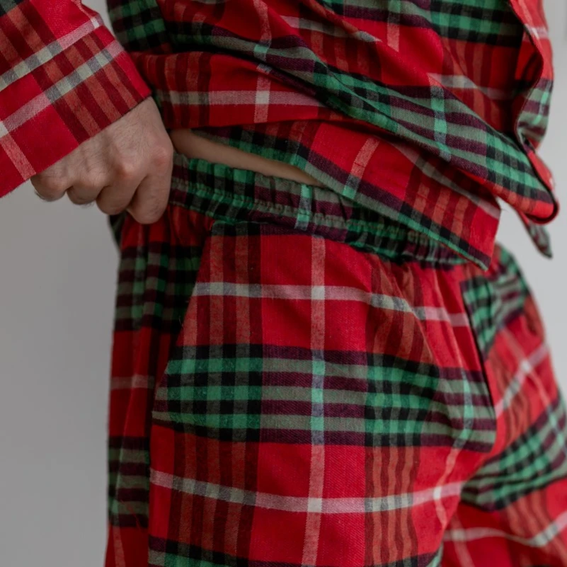 Пижама мужская Байка "Flannel set" red&green - 3