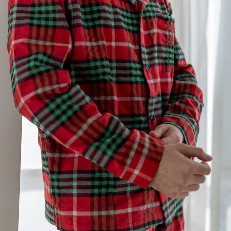 Пижама мужская Байка "Flannel set" red&green - 4
