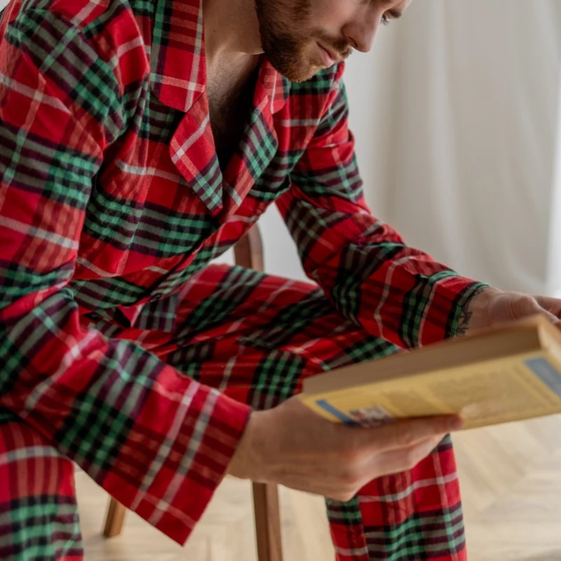 Пижама мужская Байка "Flannel set" red&green - 5
