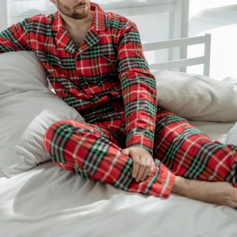 Пижама мужская Байка "Flannel set" red&green - 6