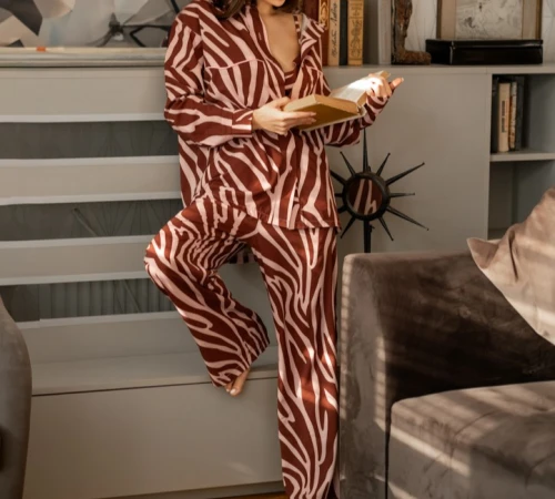 Женский костюм-тройка (Рубашка+бра+штаны) "Florence" brown